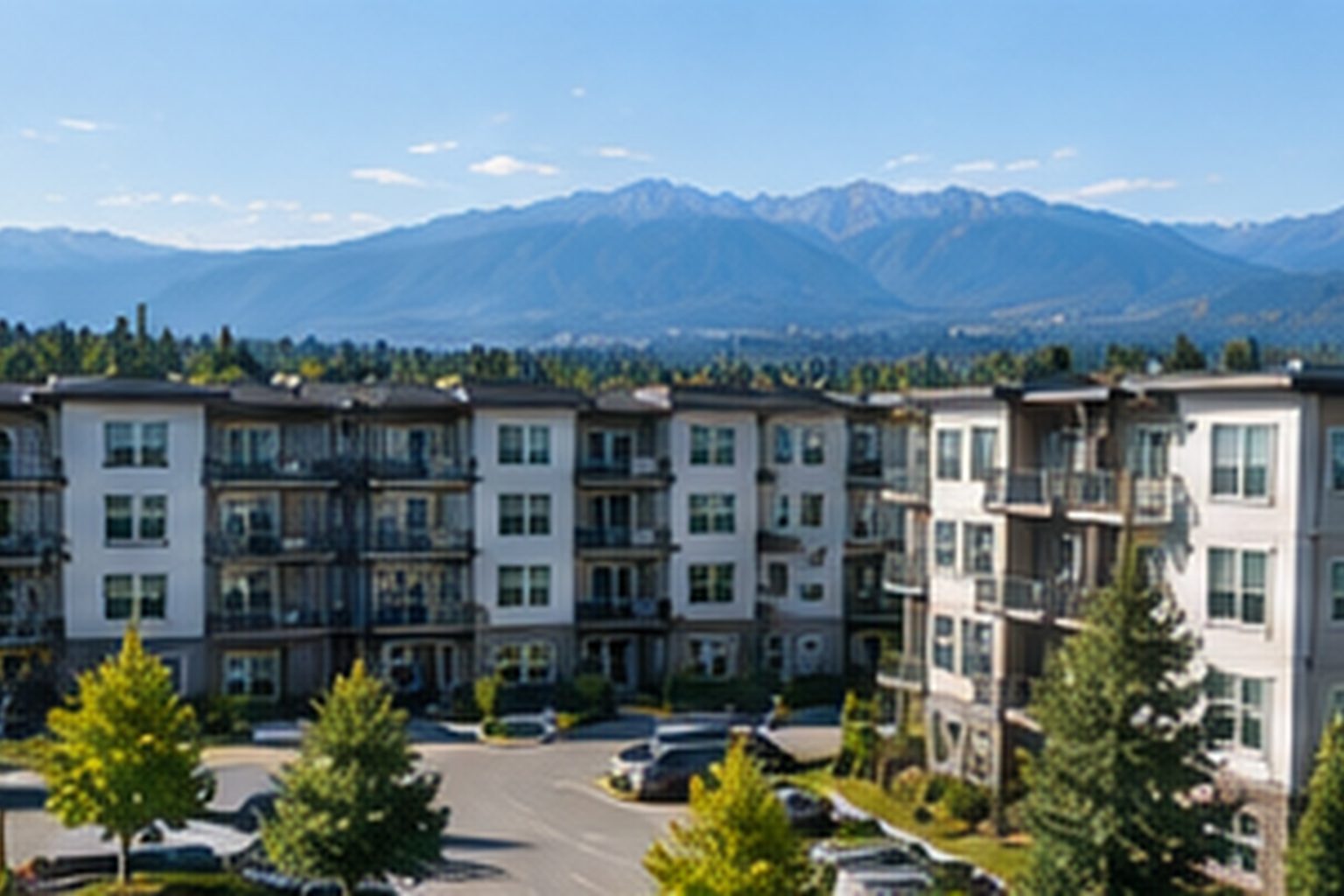 Apartment complex with several residential buildings