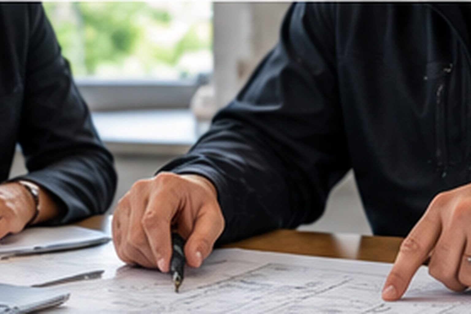 Roofing plans reviewed at a table with the strata council