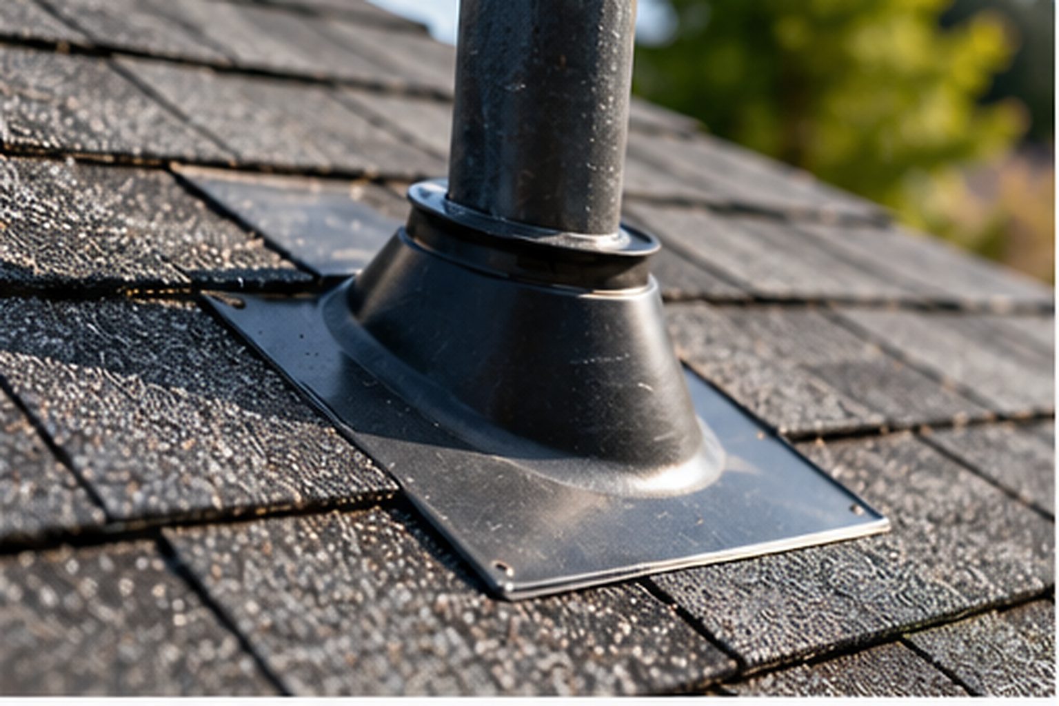 Flashing around a residential roof vent penetration
