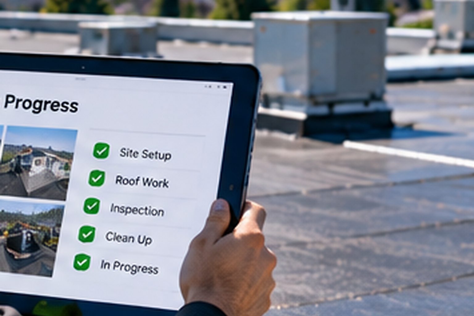 Shared-property roof area documented during a roofing project