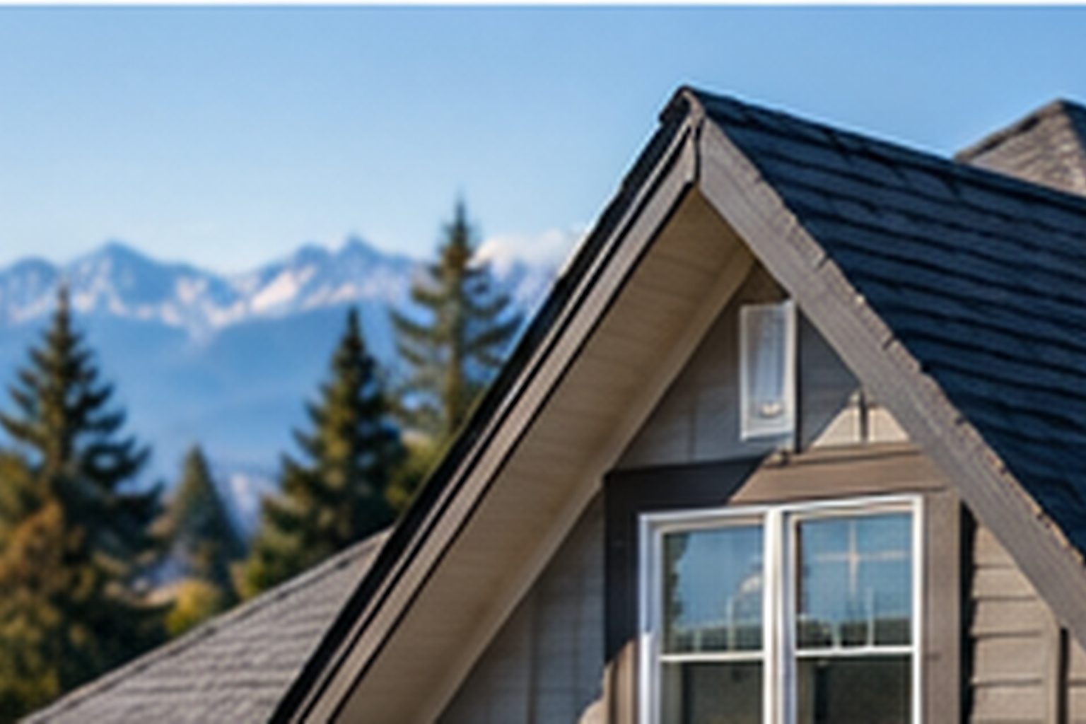 Detached home with asphalt shingle roofing in a mountain setting