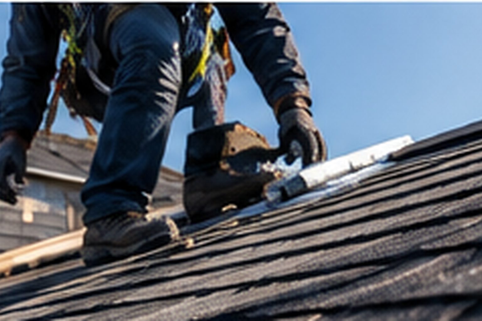 Residential roof installation with new roofing materials