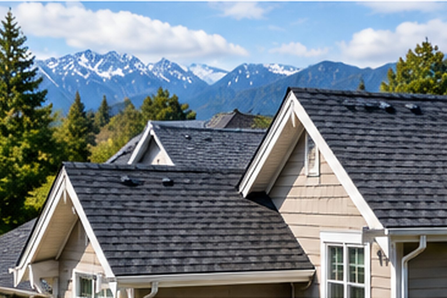 Residential roof showing slopes, ridges and roof-edge details