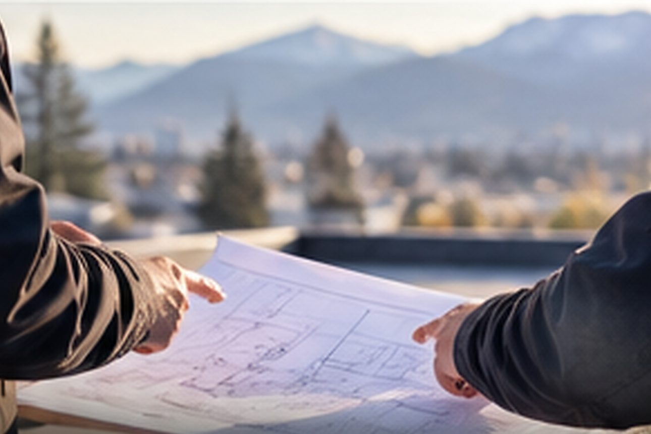 Roofing project plans being reviewed during project coordination