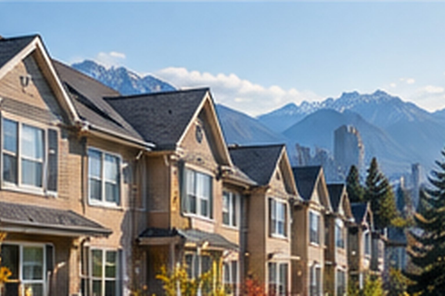 Multi-family townhouse complex with shared roof areas
